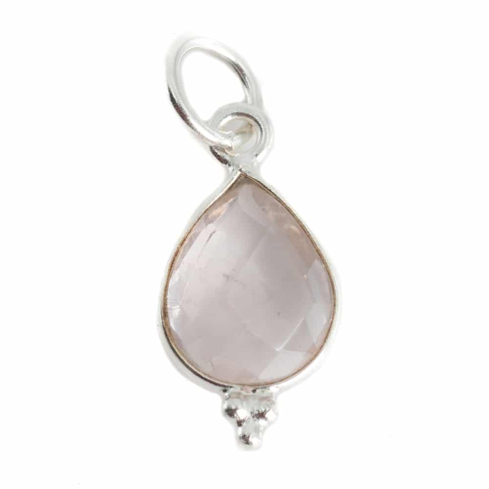 Geboortesteen Hanger Oktober Rozenkwarts 925 Zilver – 10 mm