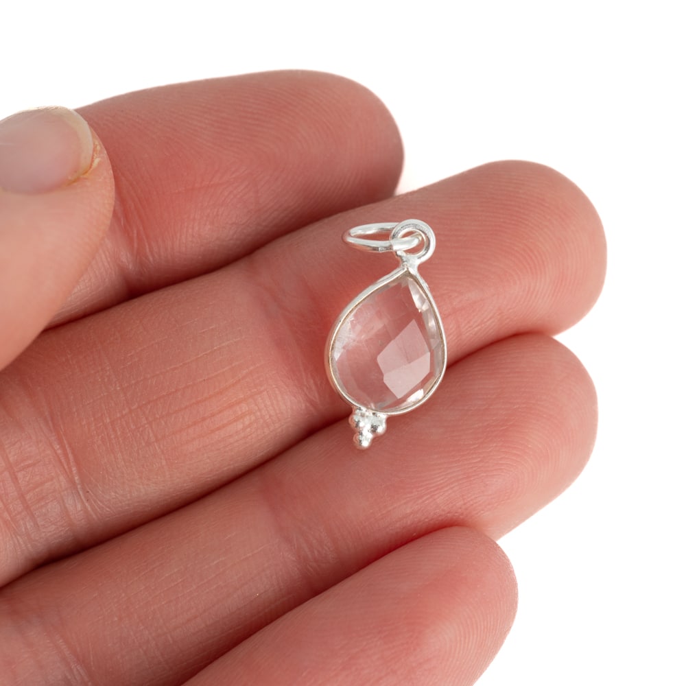 Geboortesteen Hanger Oktober Rozenkwarts 925 Zilver – 10 mm