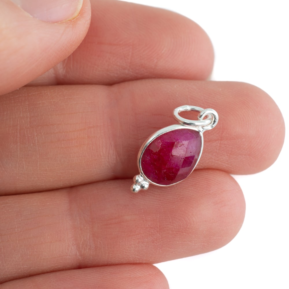 Geboortesteen Hanger Juli Robijn 925 Zilver – 10 mm