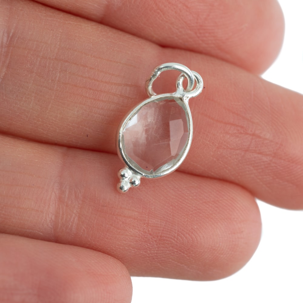 Geboortesteen Hanger April Bergkristal 925 Zilver – 10 mm