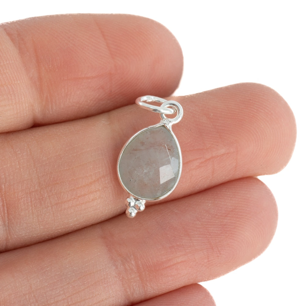 Geboortesteen Hanger Maart Aquamarijn 925 Zilver – 10 mm