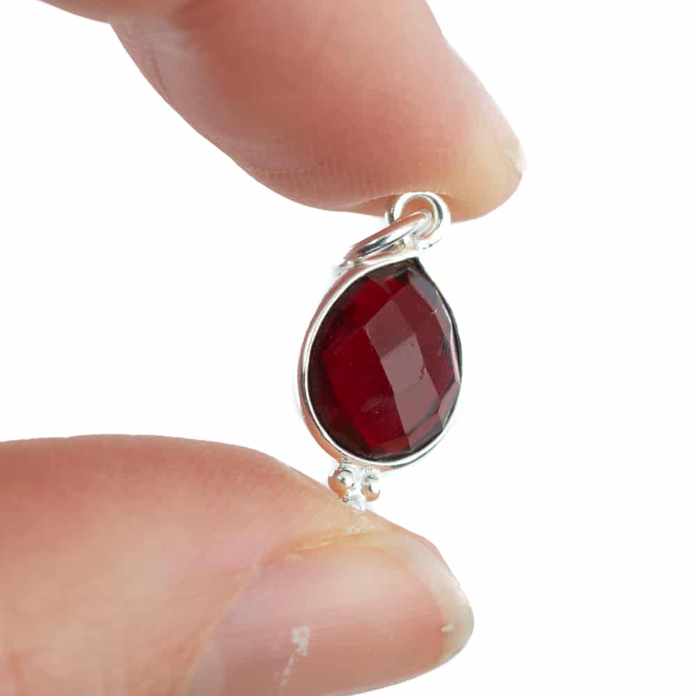 Geboortesteen Hanger Januari Granaat 925 Zilver – 10 mm
