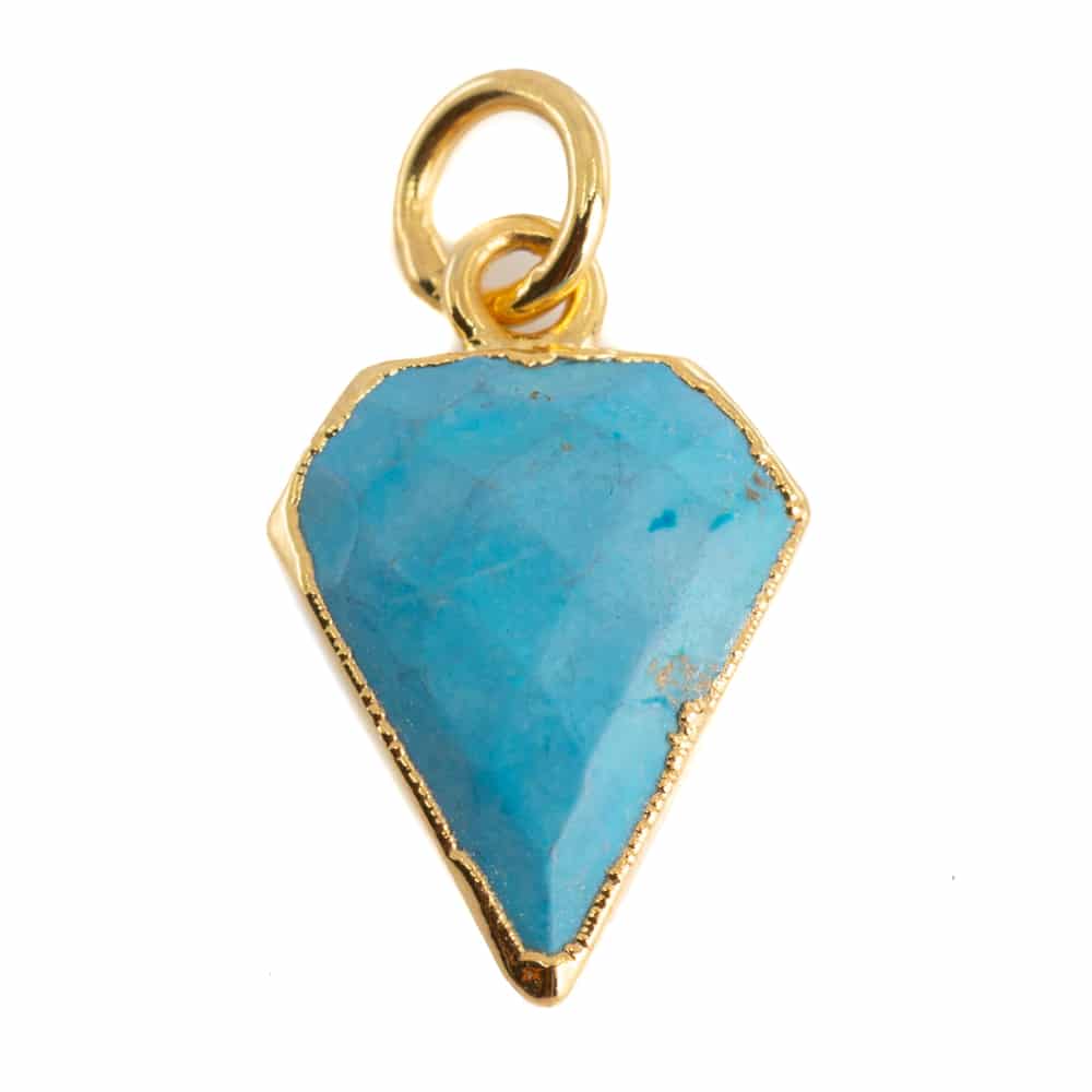 Edelsteen Hanger Turkoois Diamantvorm – Verguld – 15 x 12 mm