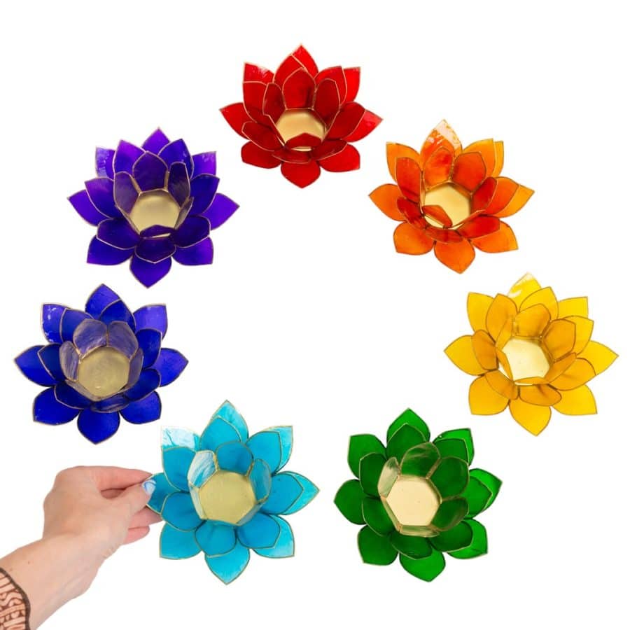 Lotus Sfeerlichten Set – 7 Chakra’s – Goudrand