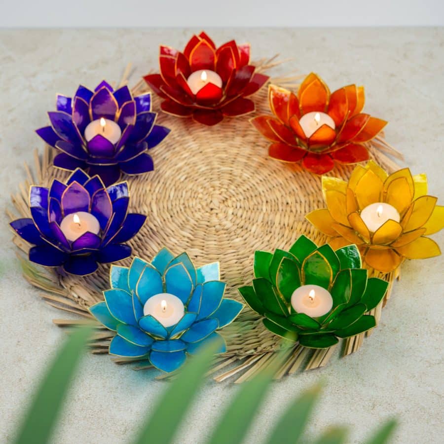 Lotus Sfeerlichten Set – 7 Chakra’s – Goudrand