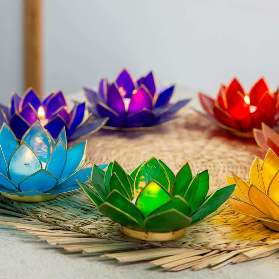 Lotus Sfeerlichten Set – 7 Chakra’s – Goudrand