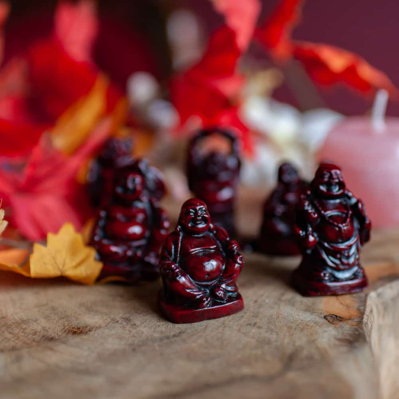 Red Polyresin Happy Buddha Statue – Set of 6-Global Food Hub
