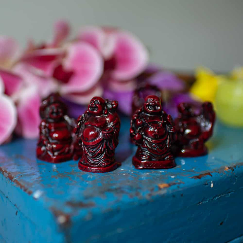 Red Polyresin Happy Buddha Statue – Set of 6-Global Food Hub
