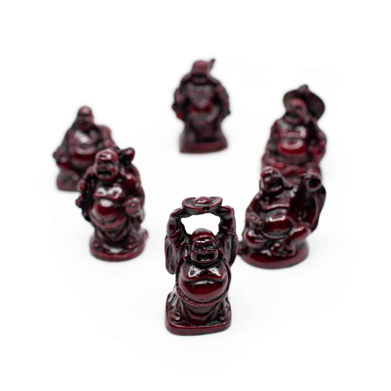 Red Polyresin Happy Buddha Statue – Set of 6-Global Food Hub