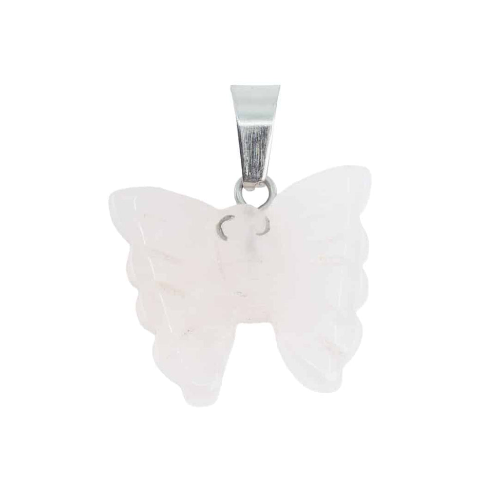 Edelsteen Hanger Vlinder – Rozenkwarts (20 mm)