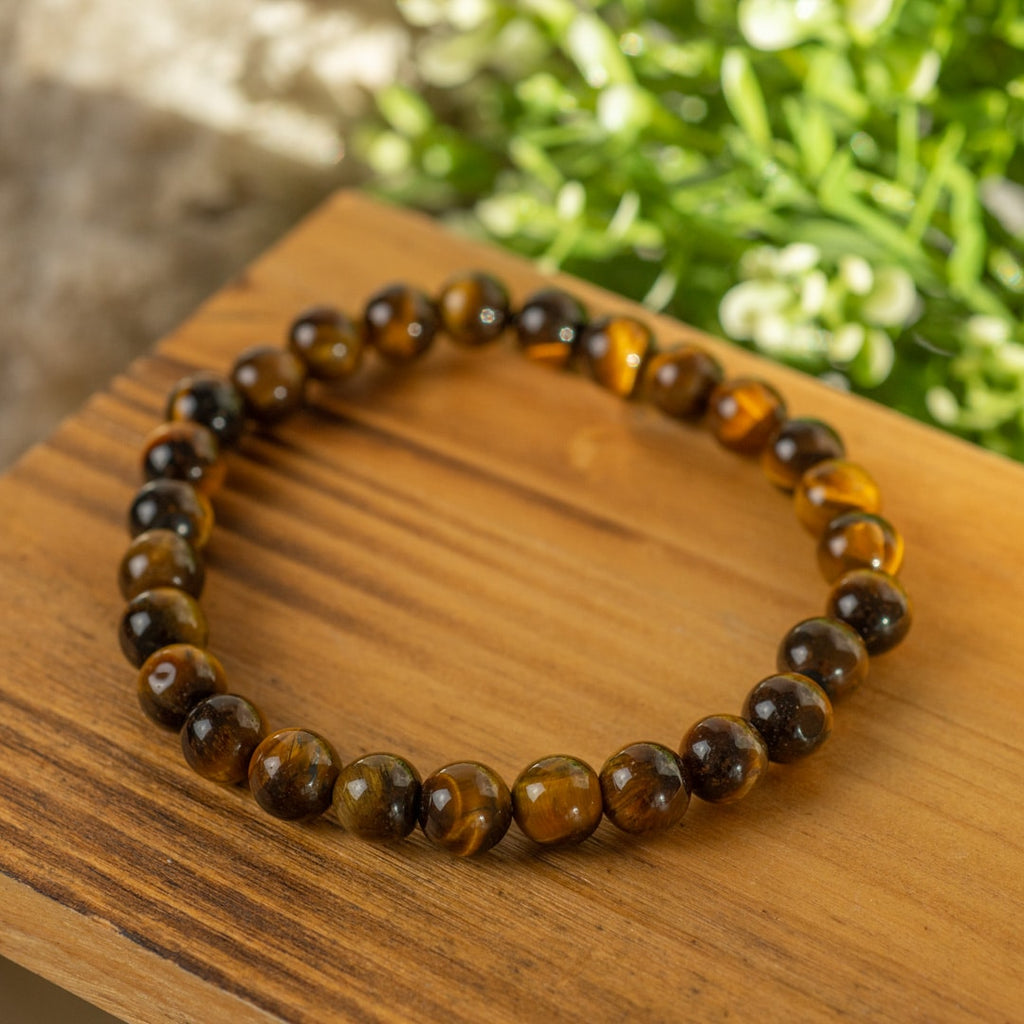 Edelsteen Armband Heren Groot Tijgeroog (8mm, 21 cm)