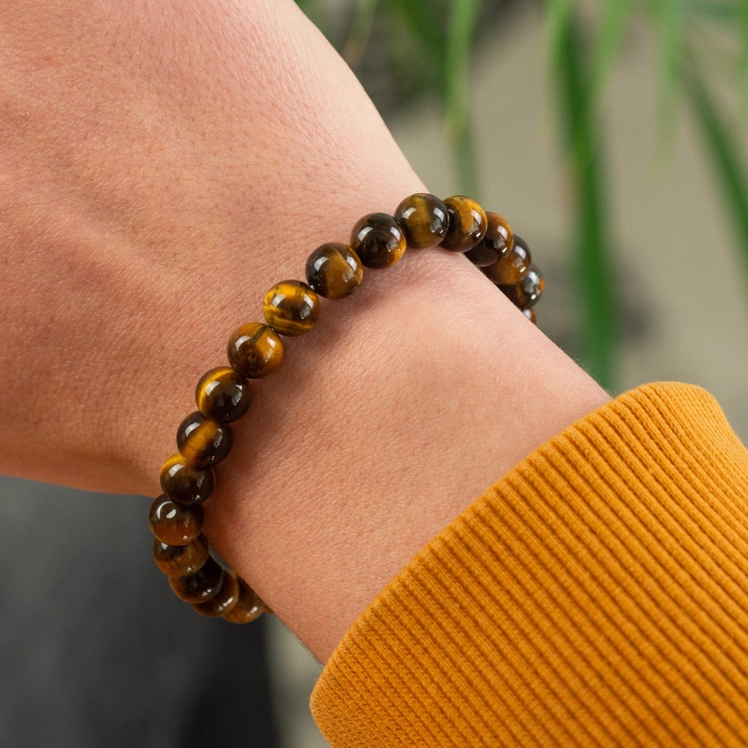 Edelsteen Armband Heren Groot Tijgeroog (8mm, 21 cm)