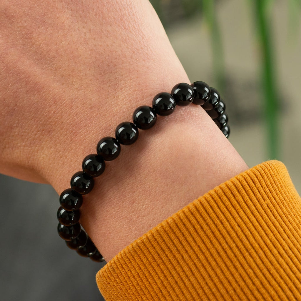 Edelsteen Armband Heren Groot Zwarte Onyx (8mm, 21 cm)