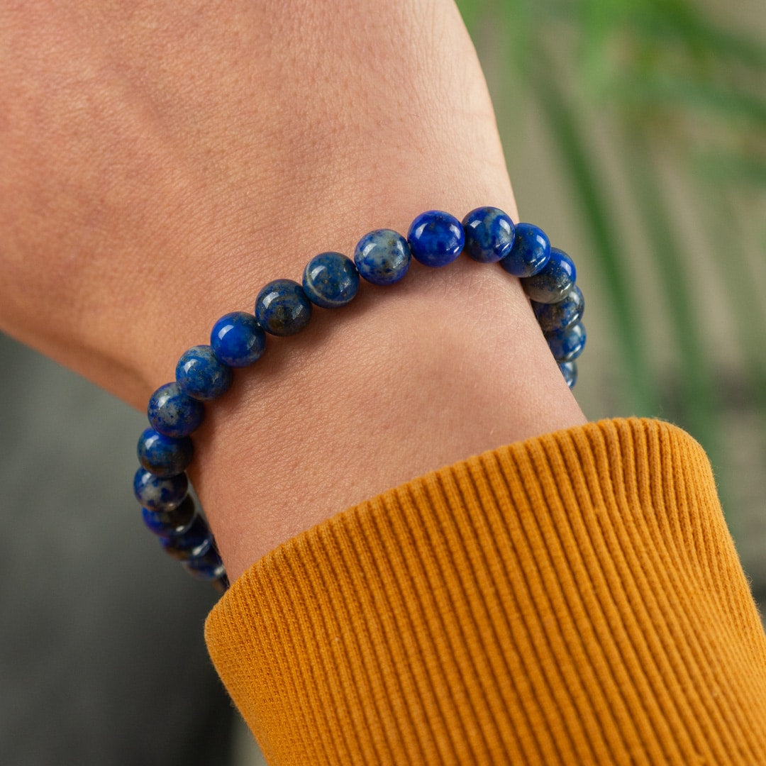Edelsteen Armband Heren Groot Lapis Lazuli (8mm, 21 cm)