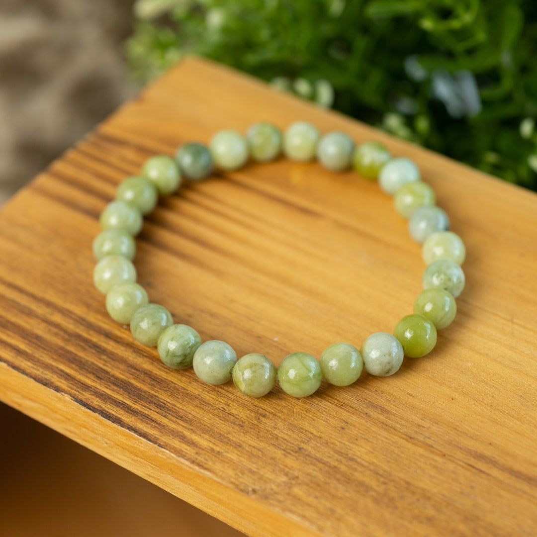 Edelsteen Armband Heren Groot Groene Jade (8mm, 21 cm)