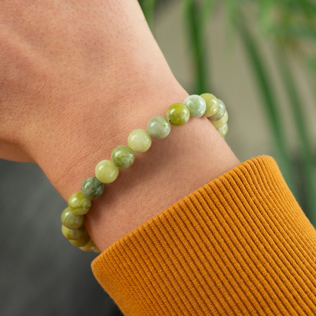 Edelsteen Armband Heren Groot Groene Jade (8mm, 21 cm)