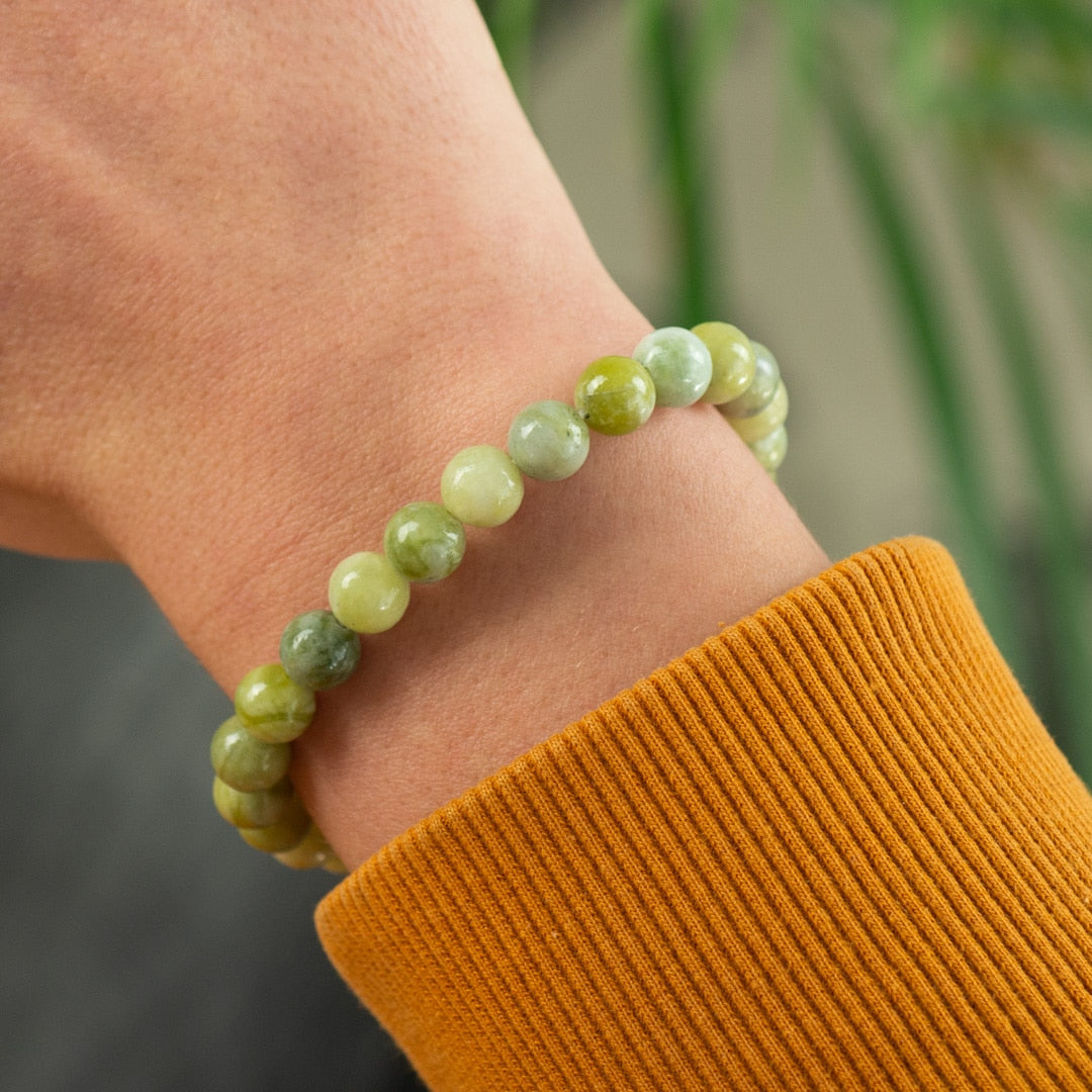 Edelsteen Armband Heren Groot Groene Jade (8mm, 21 cm)