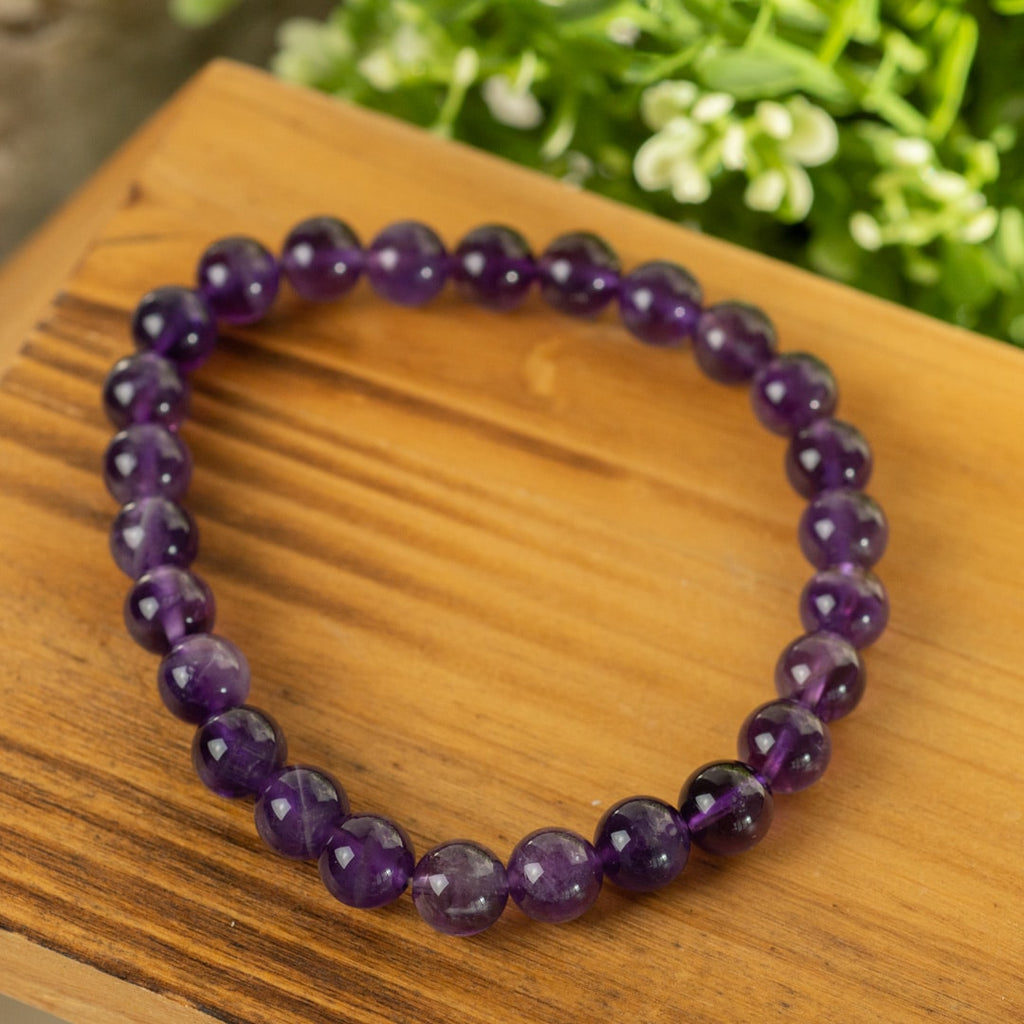 Edelsteen Armband Heren Groot Amethist (8mm, 21 cm)