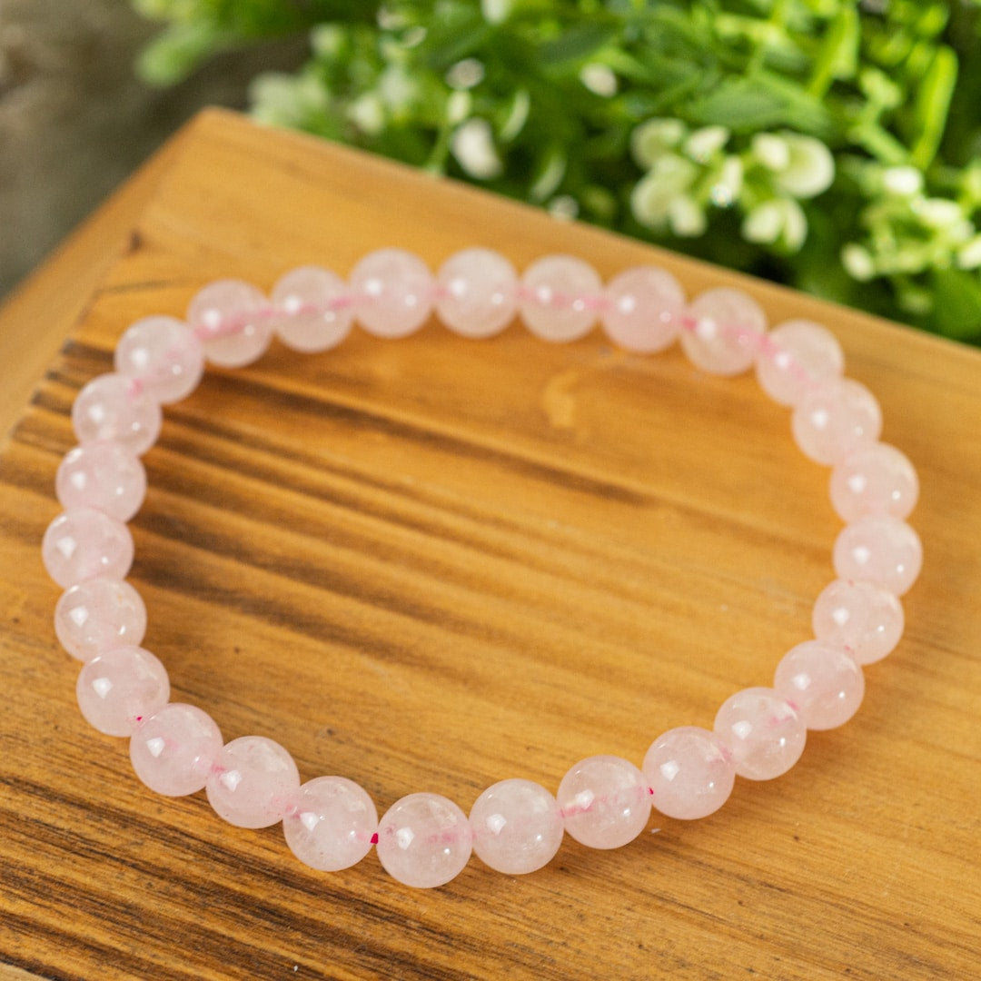 Edelsteen Armband Heren Groot Rozenkwarts (8mm, 21 cm)