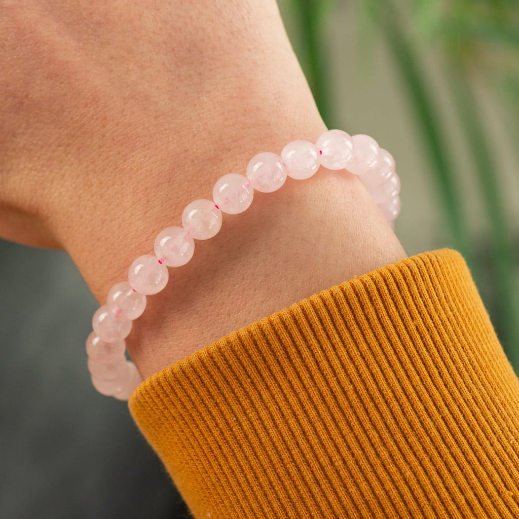 Edelsteen Armband Heren Groot Rozenkwarts (8mm, 21 cm)