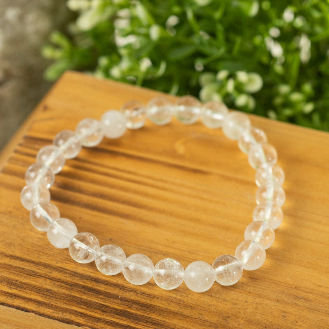 Edelsteen Armband Heren Groot Bergkristal (8mm, 21 cm)