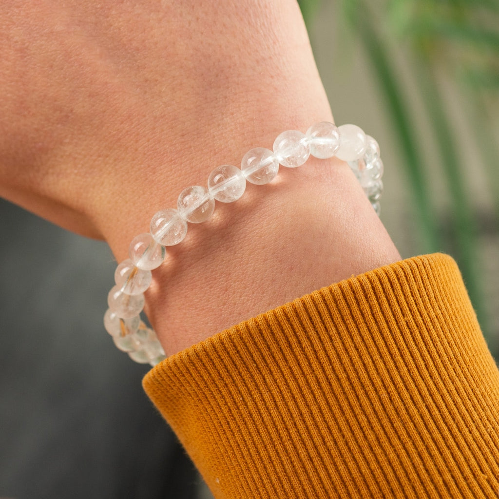 Edelsteen Armband Heren Groot Bergkristal (8mm, 21 cm)