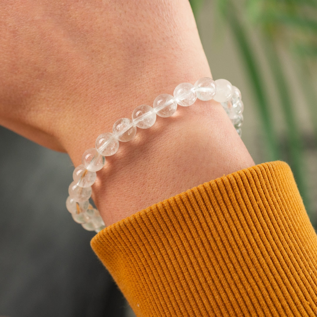 Edelsteen Armband Heren Groot Bergkristal (8mm, 21 cm)