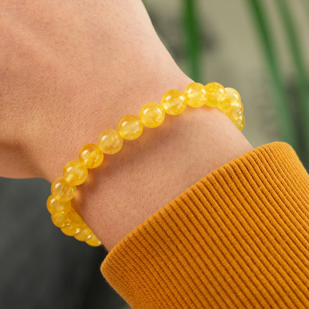 Edelsteen Armband Heren Groot Citrien (8mm, 21 cm)