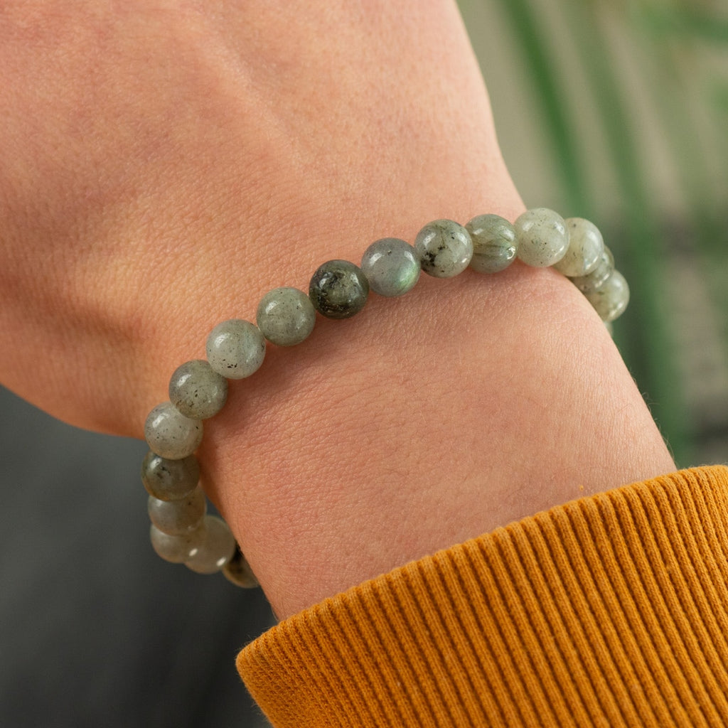 Edelsteen Armband Heren Groot Labradoriet (8mm, 21 cm)