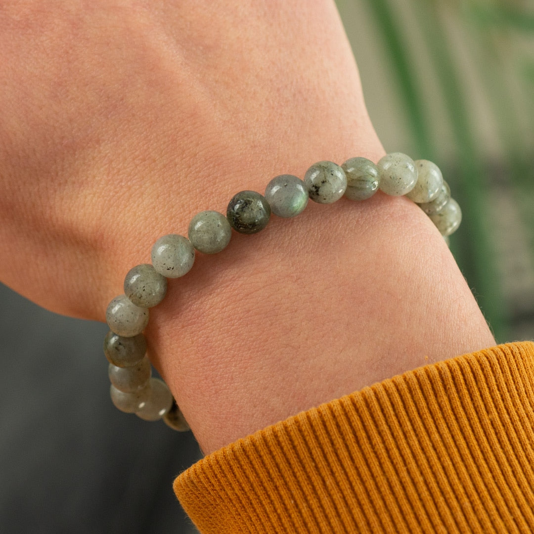 Edelsteen Armband Heren Groot Labradoriet (8mm, 21 cm)