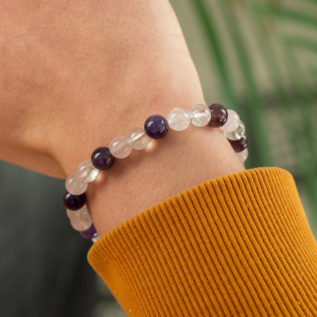 Edelsteen Armband Heren Groot Gouden Driehoek (8mm, 21 cm)