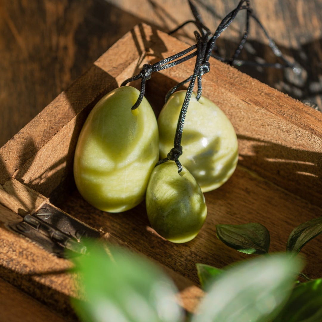 Yoni Ei Set Groene Jade – set van 3