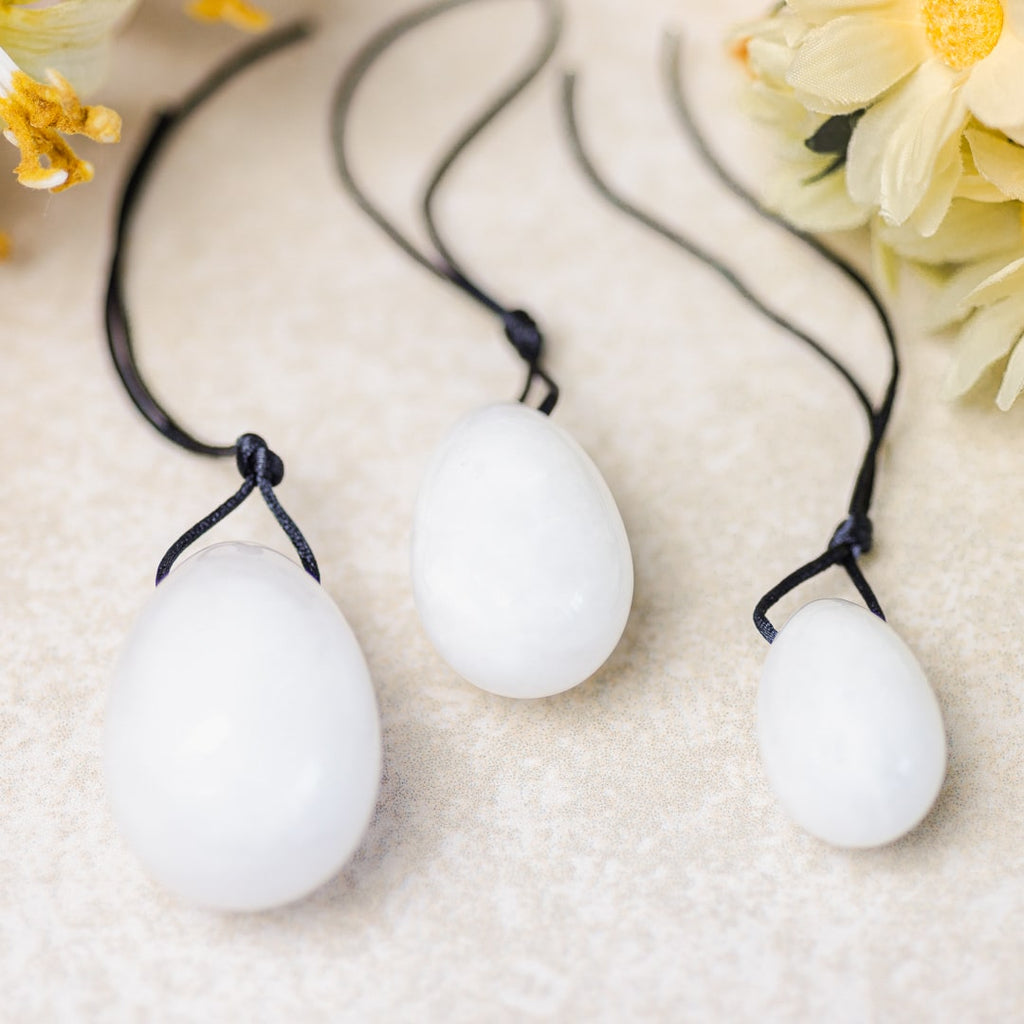 Yoni Ei Set Witte Jade – set van 3