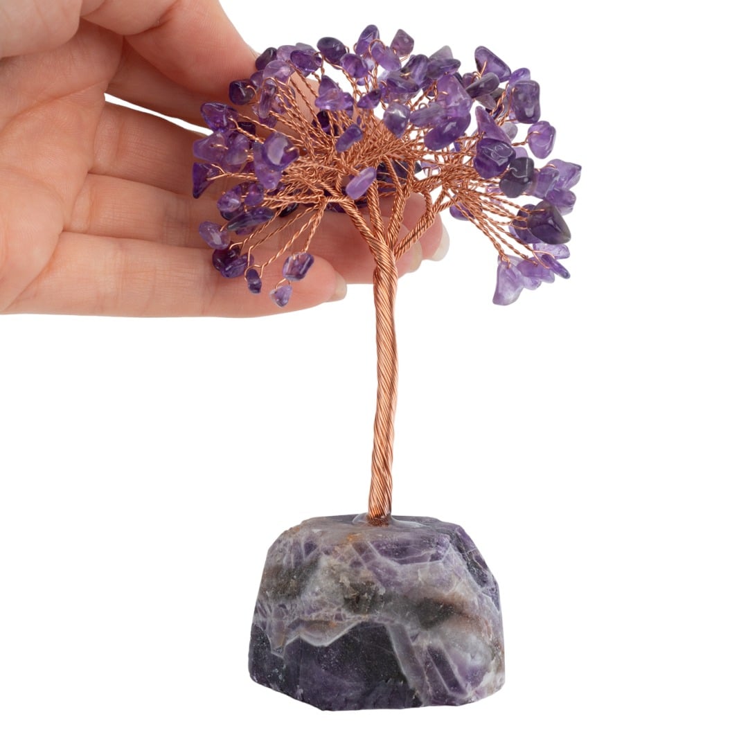 Edelsteen Boompje Spiritualiteit Amethist op Ruwe Steen (12 cm)