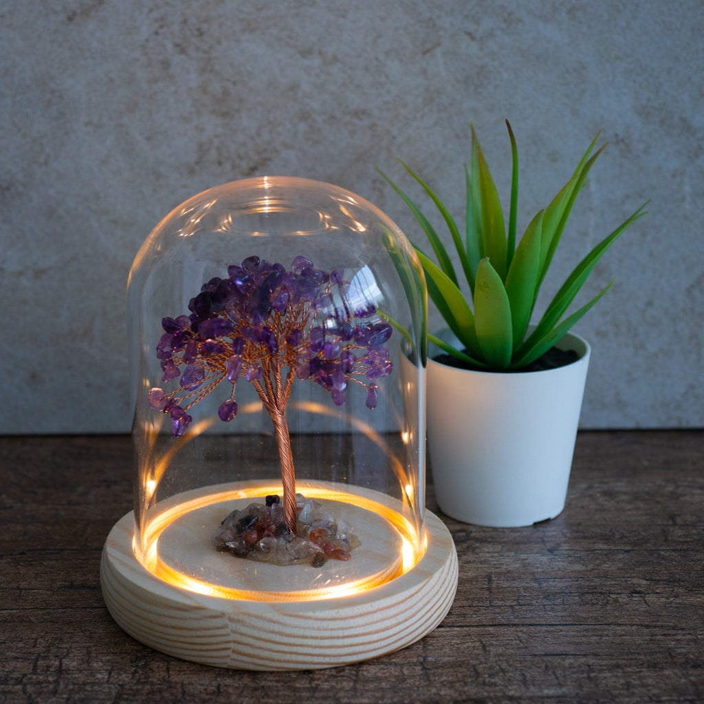 Edelsteen Boompje Spiritualiteit Amethist in Glas (14 cm)