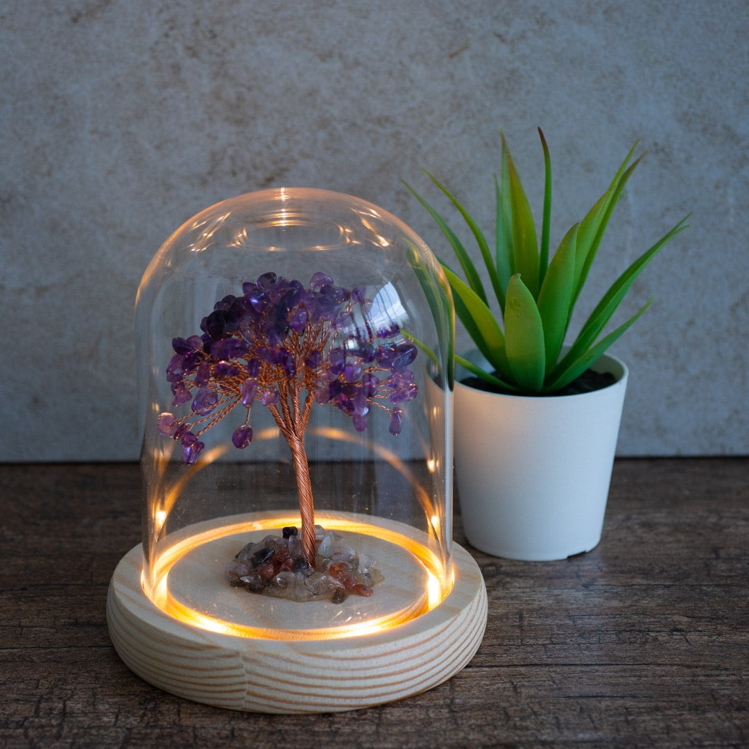 Edelsteen Boompje Spiritualiteit Amethist in Glas (14 cm)
