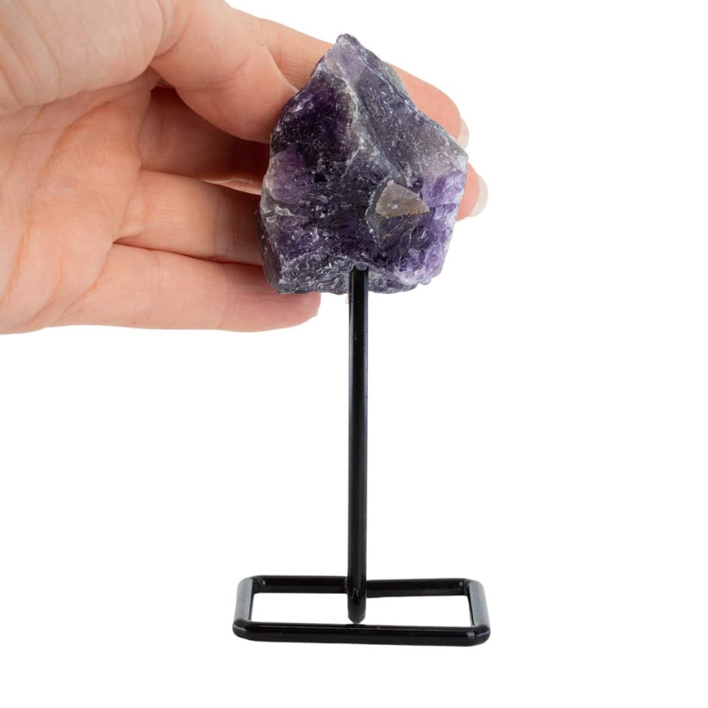 Ruwe Edelsteen Amethist op Metalen Standaard voor Spiritualiteit (12 cm)