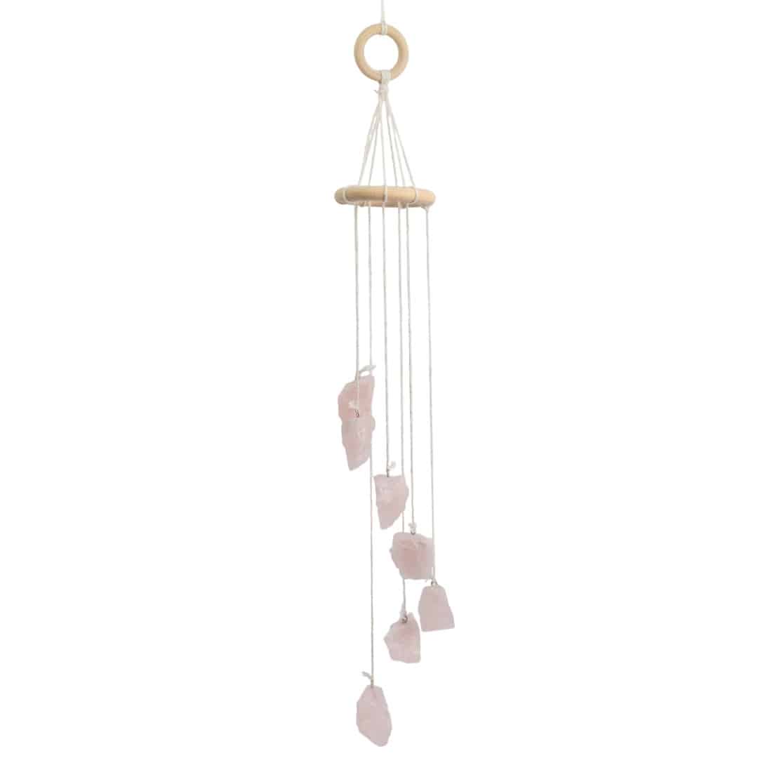 Edelsteen Windmobiel Rozenkwarts voor Liefde (60-70 cm)