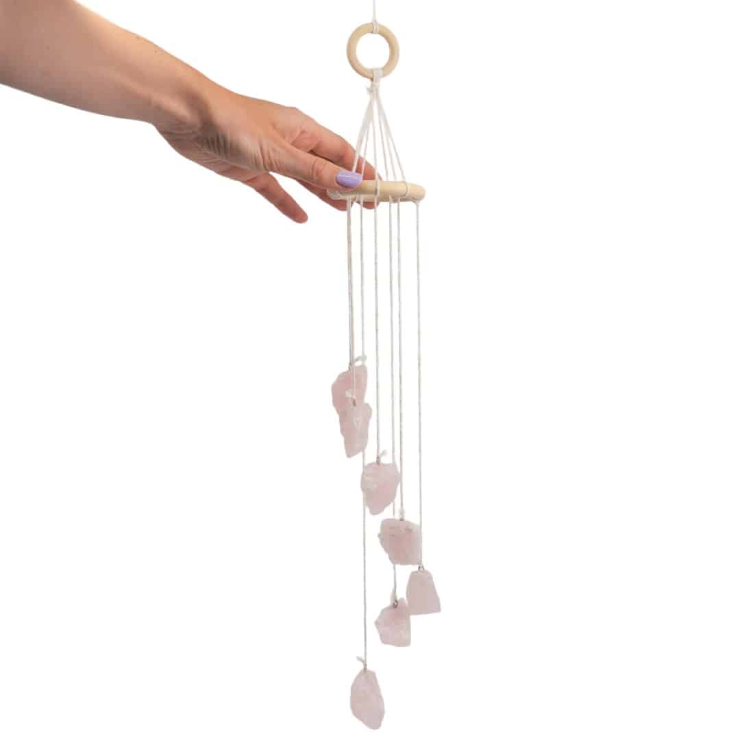 Edelsteen Windmobiel Rozenkwarts voor Liefde (60-70 cm)