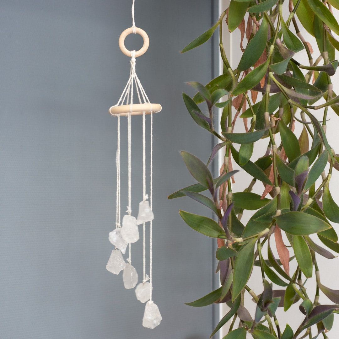 Edelsteen Windmobiel Bergkristal voor Zuivering (60-70 cm)