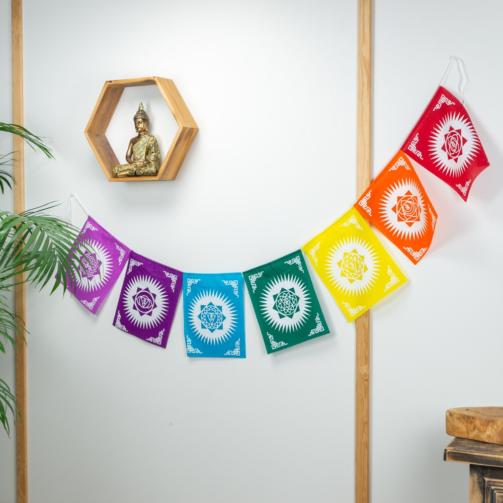 Gebedsvlaggen 7 Chakra’s Affirmaties Katoen – 180 cm