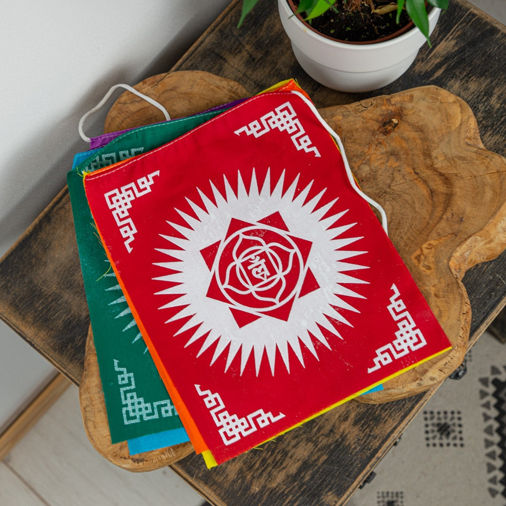 Gebedsvlaggen 7 Chakra’s Affirmaties Katoen – 180 cm