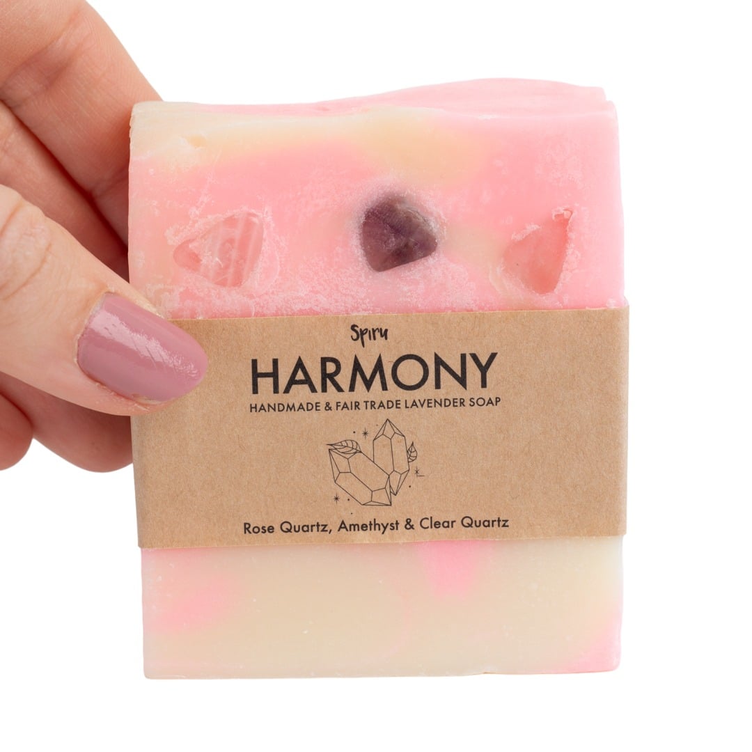 Spiru Fair Trade Edelsteen Zeep – Lavendel & Gouden Driehoek – Harmonie (100 gram)