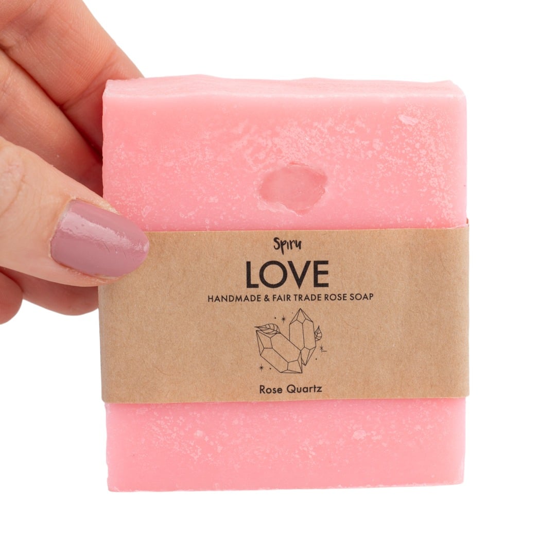 Spiru Fair Trade Edelsteen Zeep – Roos & Rozenkwarts – Liefde (100 gram)
