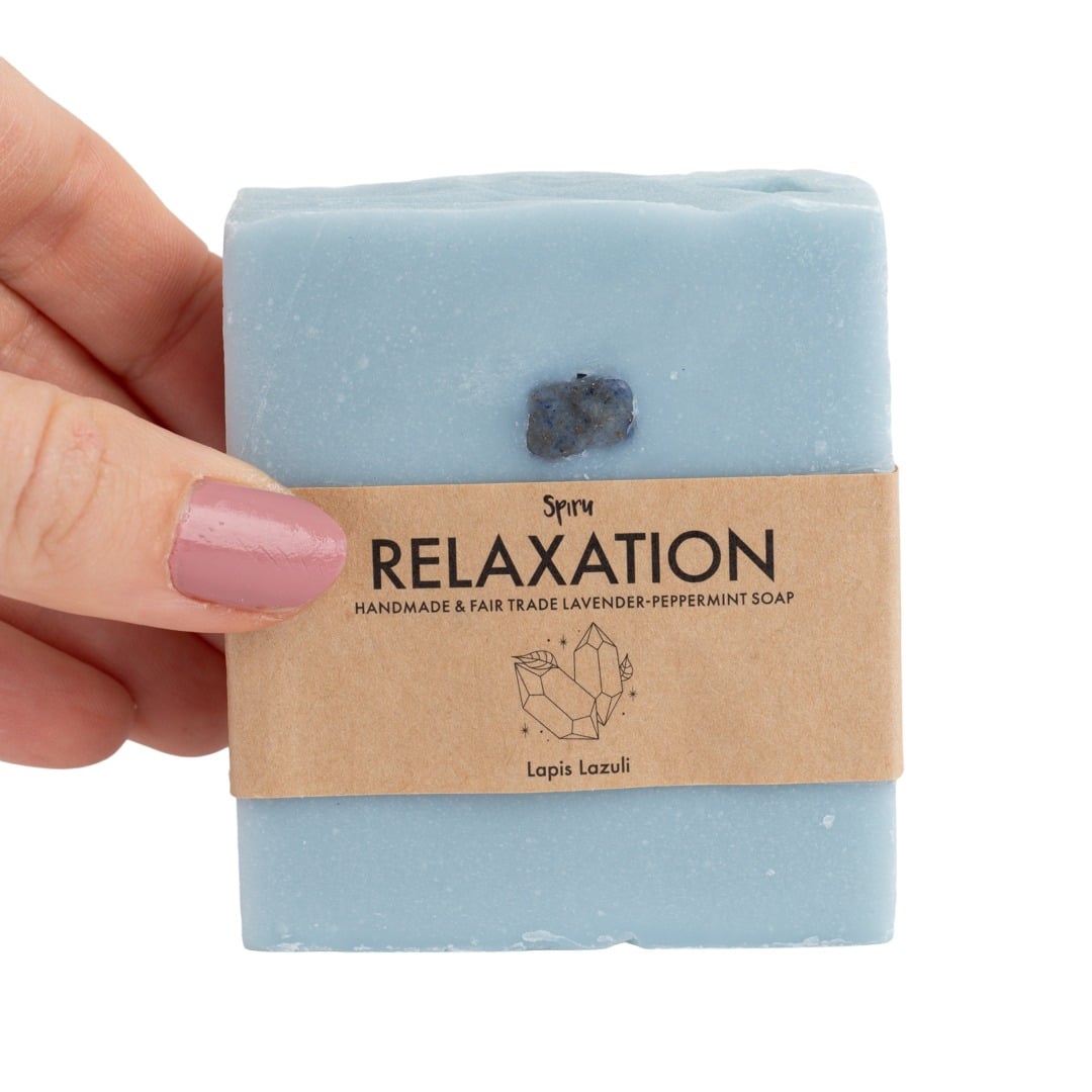Spiru Fair Trade Edelsteen Zeep – Lavendel-Pepermunt & Lapis Lazuli – Relaxation (100 gram)