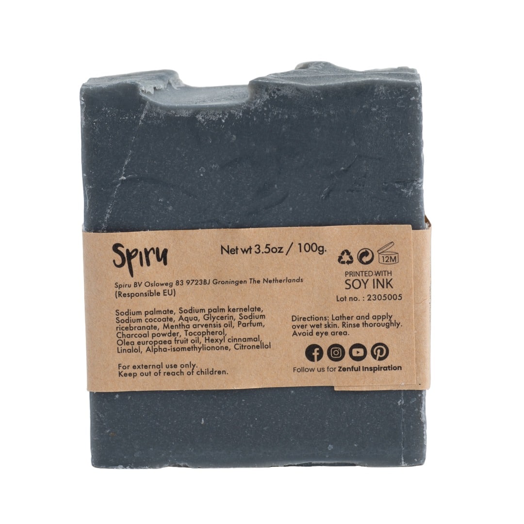 Spiru Fair Trade Edelsteen Zeep – Bamboe-Houtskool & Zwarte Toermalijn – Bescherming (100 gram)