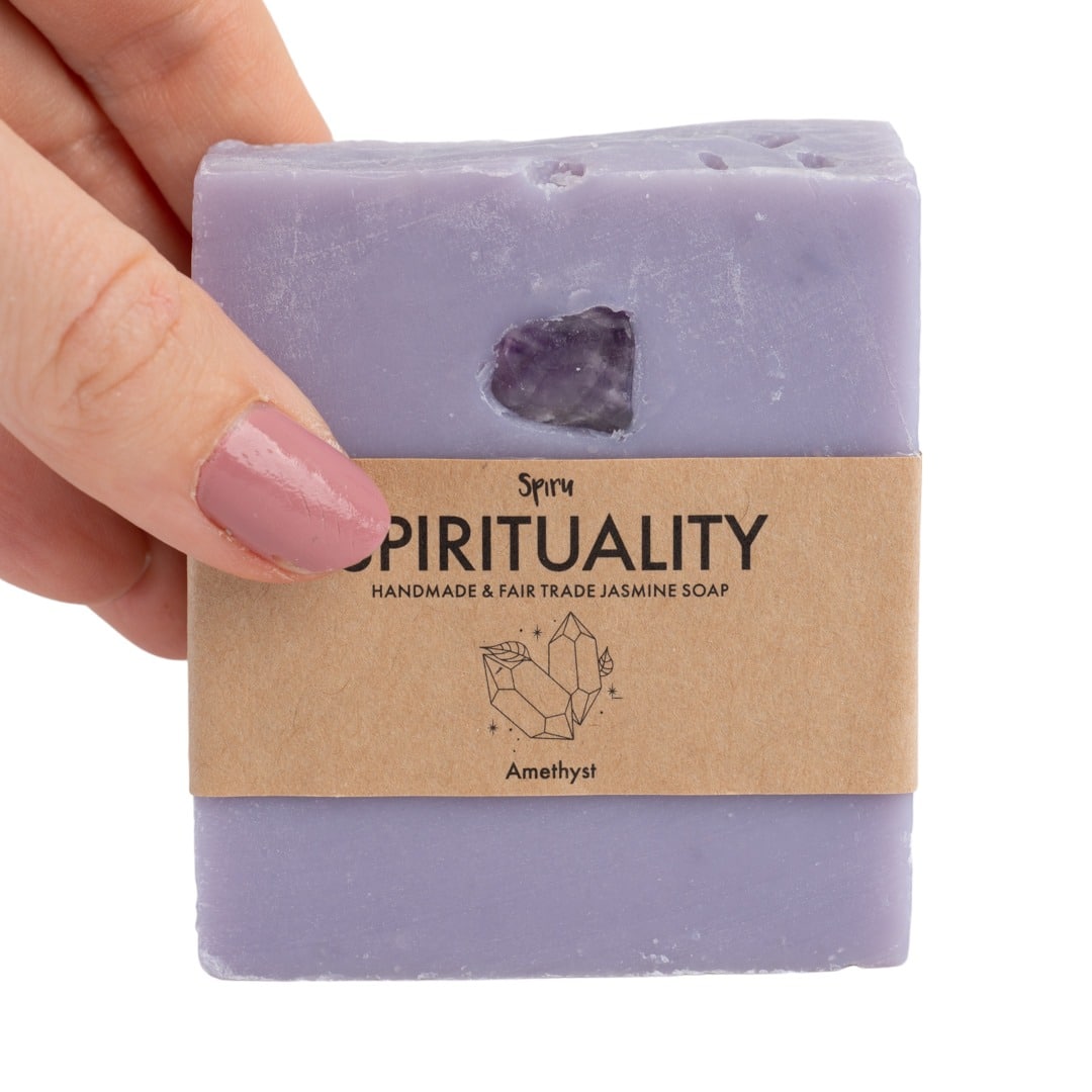 Spiru Fair Trade Edelsteen Zeep – Jasmijn & Amethist – Spiritualiteit (100 gram)
