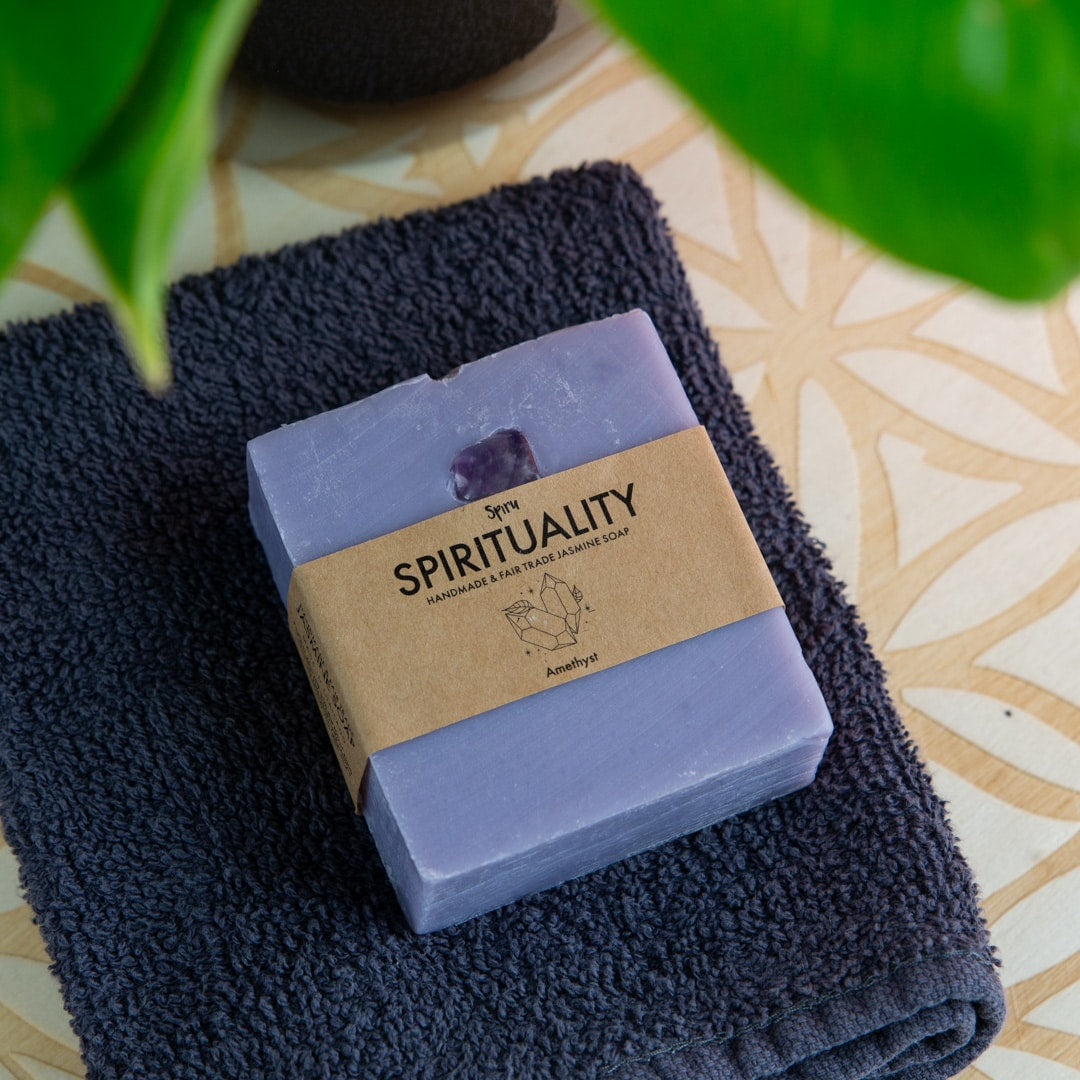 Spiru Fair Trade Edelsteen Zeep – Jasmijn & Amethist – Spiritualiteit (100 gram)
