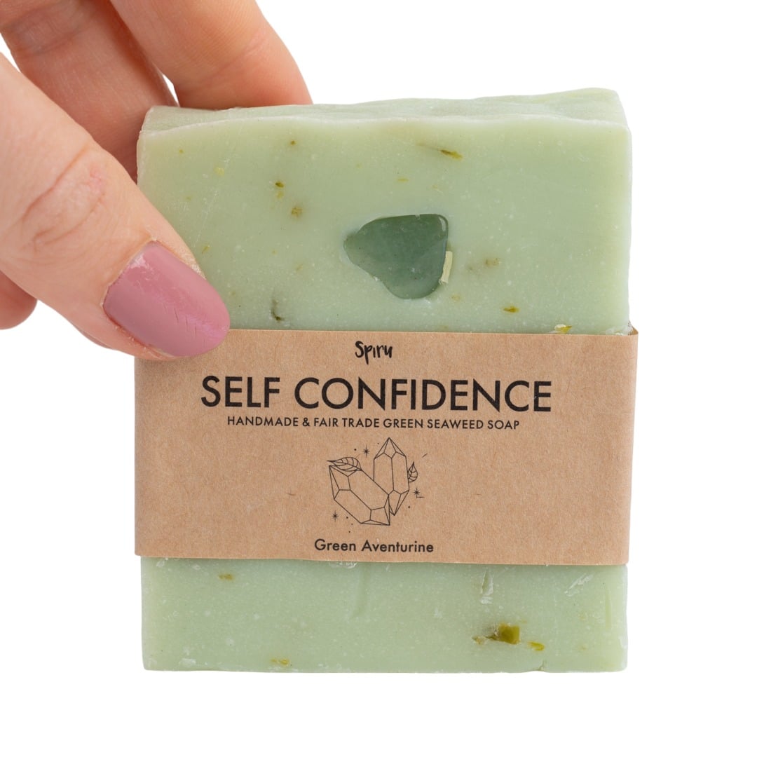 Spiru Fair Trade Edelsteen Zeep – Zeewier & Groene Aventurijn – Zelfvertrouwen (100 gram)