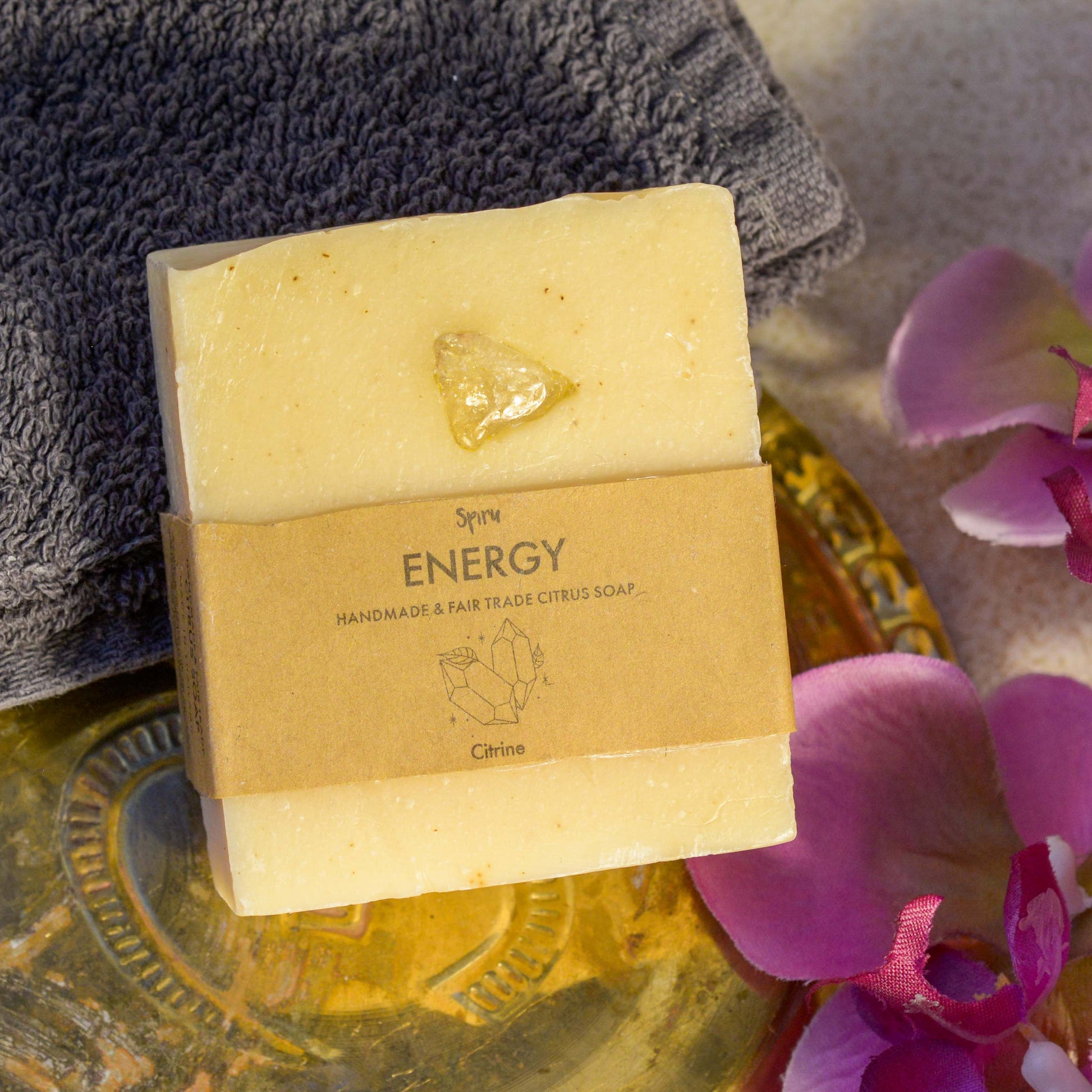 Spiru Fair Trade Edelsteen Zeep – Citrus & Citrien – Energie (100 gram)